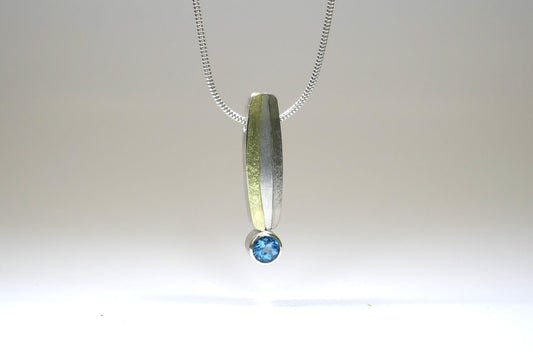 Blue Topaz Silver & 18ct Coloured Gold Striped Necklace