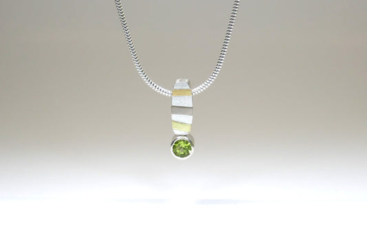 Peridot Short Silver & 18ct Gold Striped Necklace