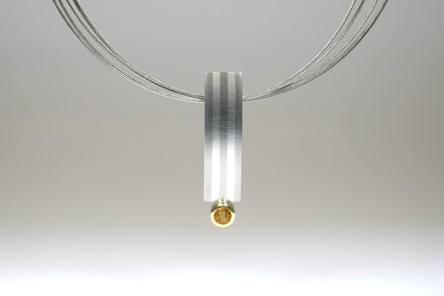 Palladium & Silver Striped Citrine Necklace