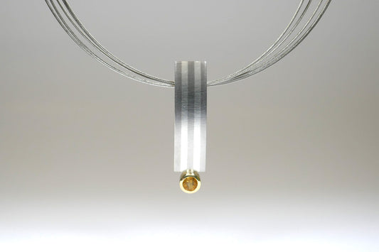 Palladium & Silver Striped Citrine Necklace