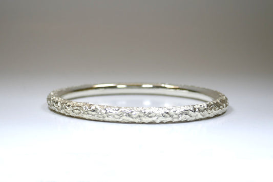 Burr Textured Round Silver Bangle