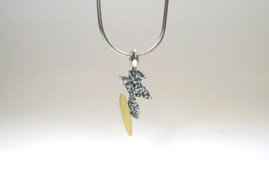Marquise Design Silver & 18ct Gold Necklace