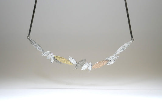 Marquise Design Silver & 18ct Gold Necklace