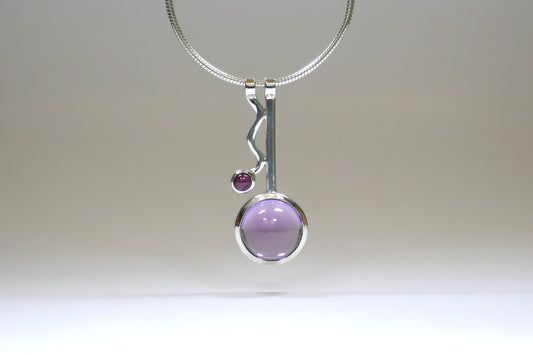 Wiggle Design Amethyst & Garnet Silver Necklace