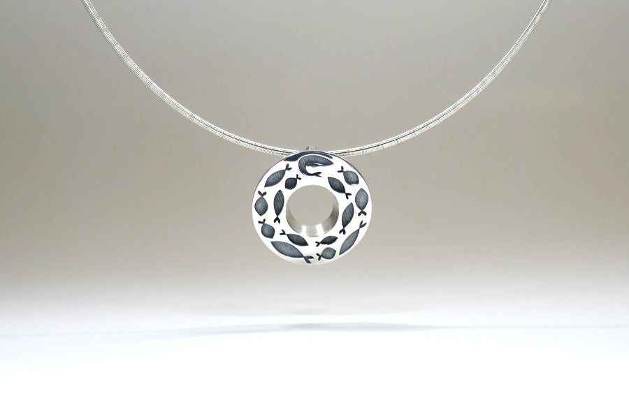 Turning Fish Small Silver Necklet