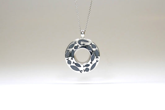 Turning Fish Silver Necklace