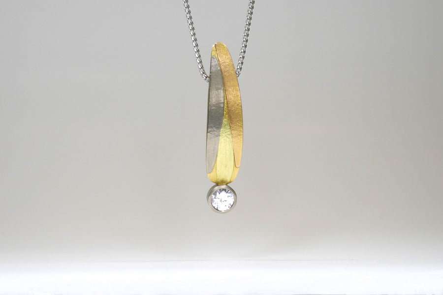 Leaf Design White Sapphire 18ct Coloured Gold Necklace