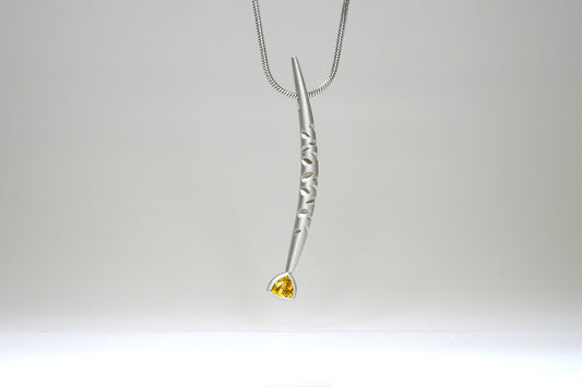 Notch Pattern Trillion Yellow Sapphire 18ct Gold Necklace