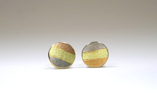 Round Multi-Coloured 18ct Gold Earstuds