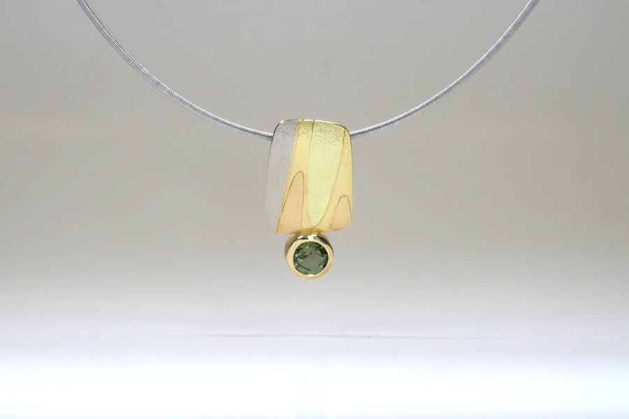 Leaf Design Tourmaline 18ct Coloured Gold Necklace