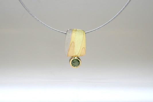 Leaf Design Tourmaline 18ct Coloured Gold Necklace