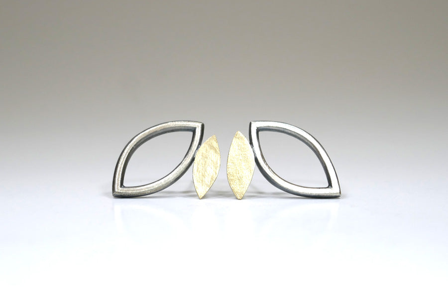 Frame Design Silver & 18ct Gold Ear Studs