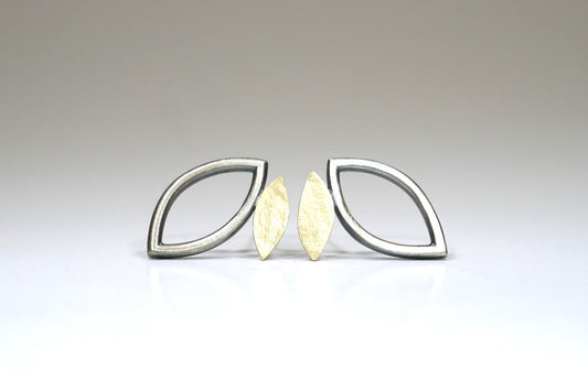 Frame Design Silver & 18ct Gold Ear Studs