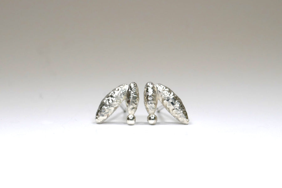 Bead Design Silver Ear Studs