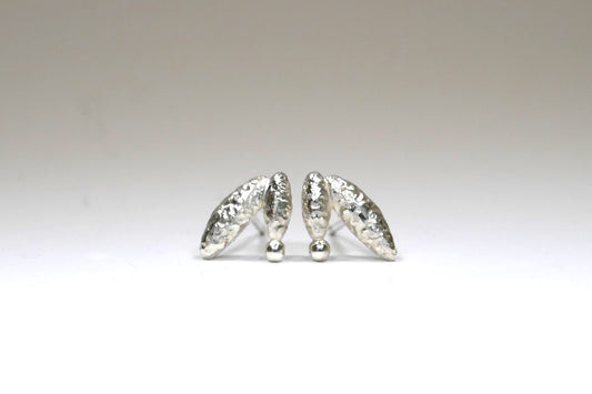 Bead Design Silver Ear Studs