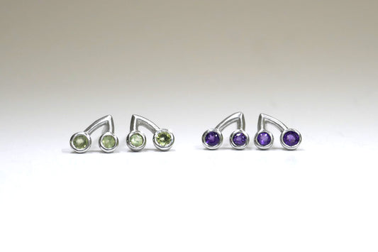 Cluster Design Silver Amethyst & Peridots Earstuds