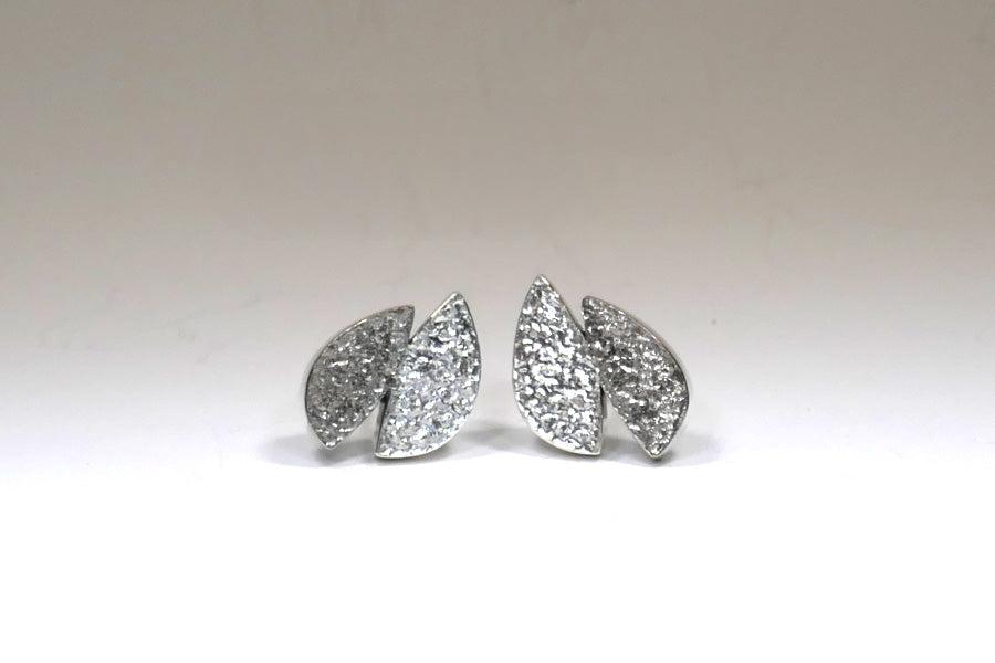 Marquise Design Silver & 18ct Gold Ear Studs