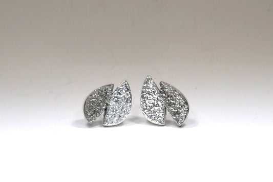 Marquise Design Silver & 18ct Gold Ear Studs