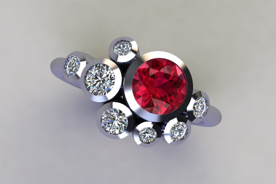 White Gold, Ruby & Diamonds