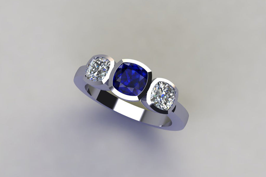 White Gold, Sapphire & Diamonds