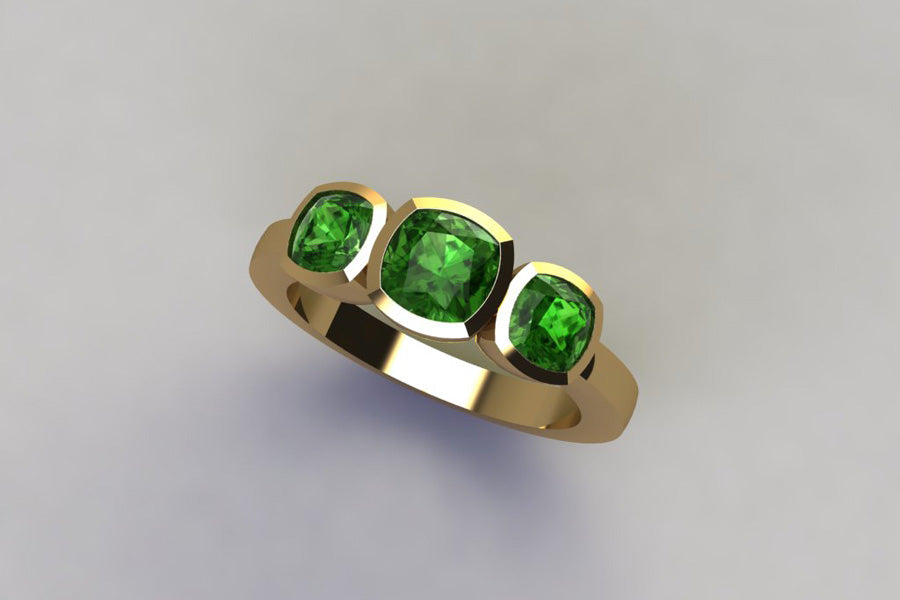 Yellow Gold & Green Tourmalines