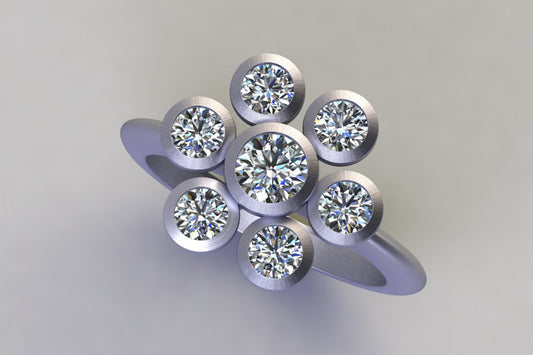 Flower Head Platinum & Diamond Ring Design
