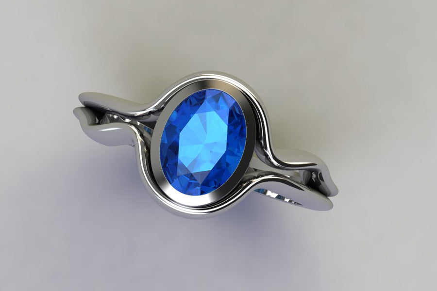 White Gold & Blue Topaz