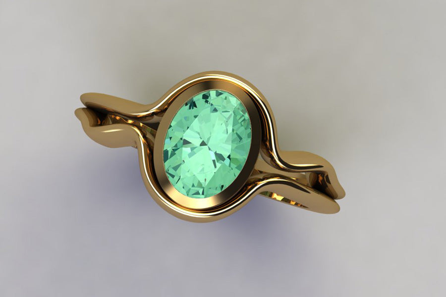 Yellow Gold & Green Sapphire