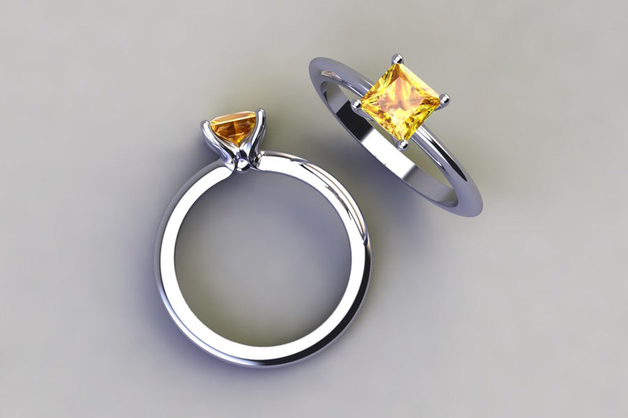 White Gold & Yellow Sapphire