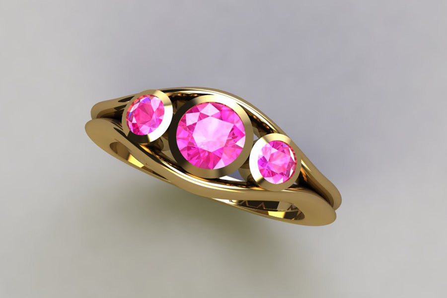 Yellow Gold & Pink Sapphires
