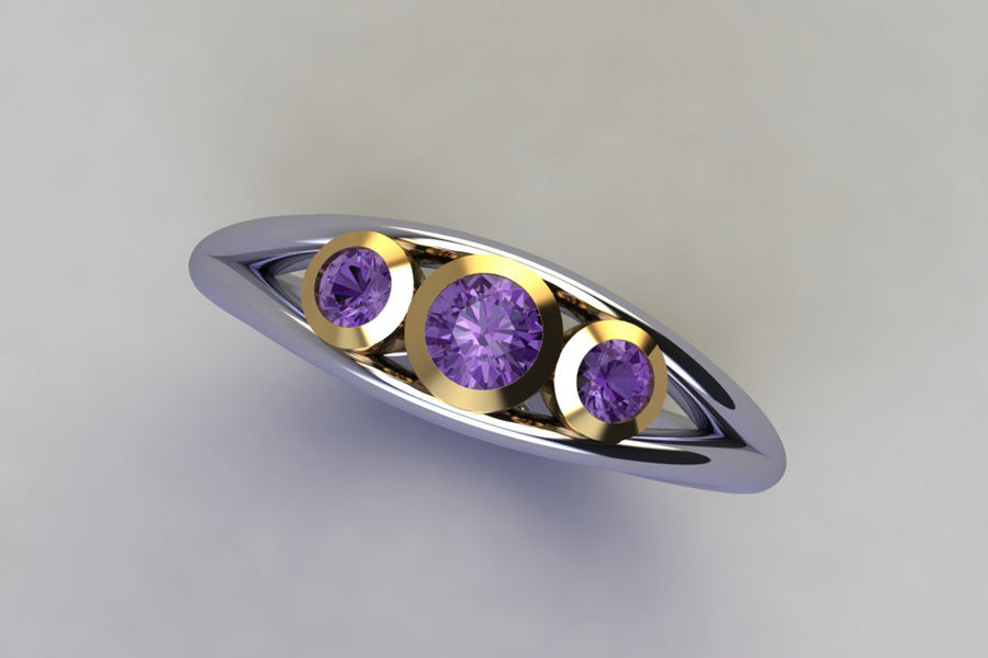 Platinum, Yellow Gold & Purple Sapphires