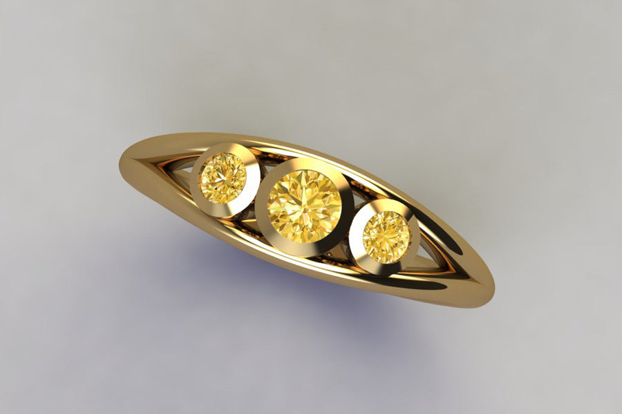 Yellow Gold 7 Yellow Diamonds