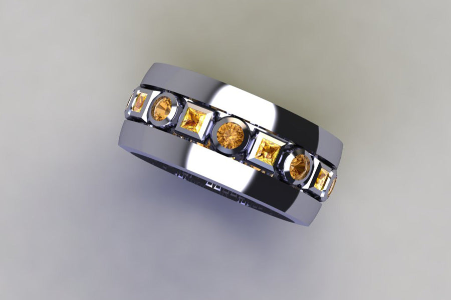 White Gold, Orange & Yellow Sapphires