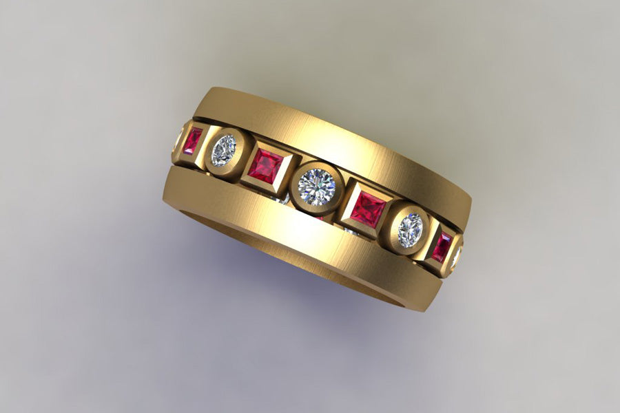 Yellow Gold, Diamonds & Rubies