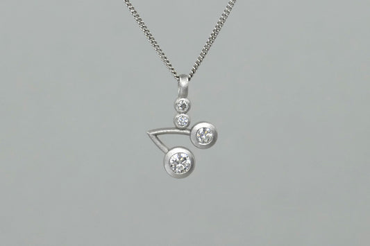 Short Diamond Set 18ct White Gold Cluster Pendant