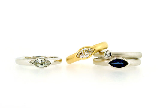 Marquise Diamond & Sapphire Platinum & 18ct Gold Rings