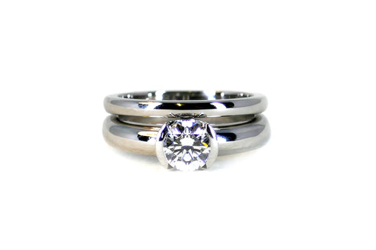 Round Brilliant Cut Diamond Platinum Engagement & Wedding Ring Set