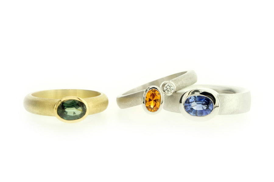 Oval Sapphire 18ct Yellow & White Gold Rings