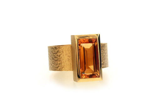 Baguette Cut Citrine 18ct Gold Ring