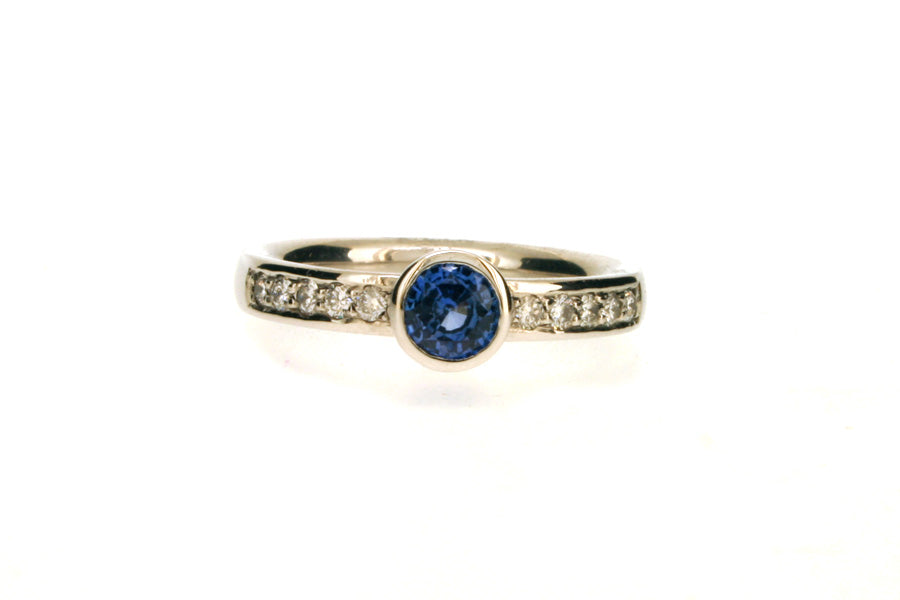 Sapphire & Diamond Set Platinum Ring