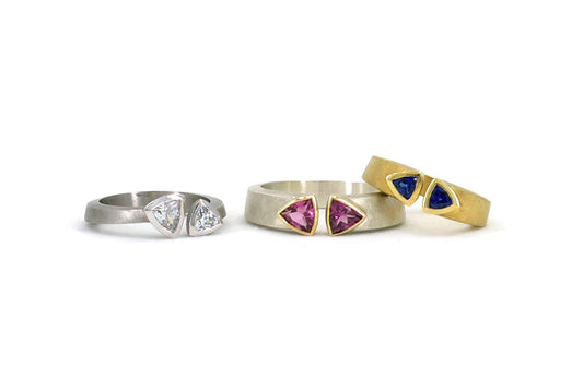 Trillion Cut Sapphire, Diamond & Tourmaline Ring Designs
