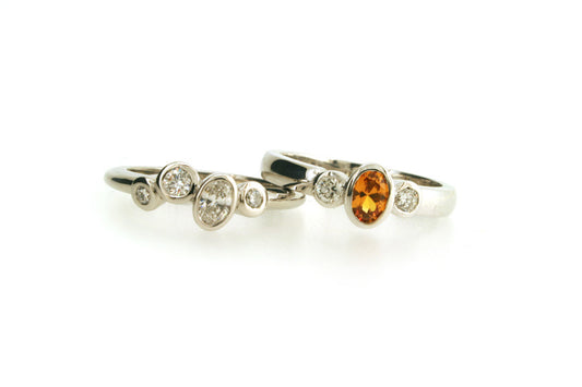 Mixed Diamond Platinum & Yellow Sapphire 18ct White Gold Rings