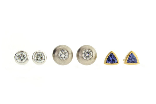 Diamond & Tanzanite Platinum & 18ct Gold Ear Studs