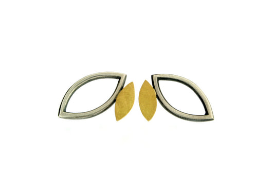 Frame Design Silver & 18ct Gold Ear Studs