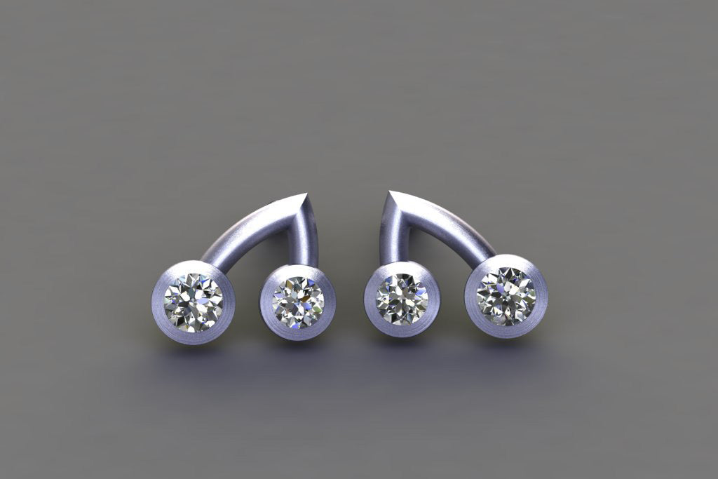 Diamond Platinum Cluster Ear Stud Design