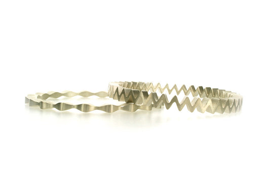 Undulating & Offset Wave Design Silver Bangles