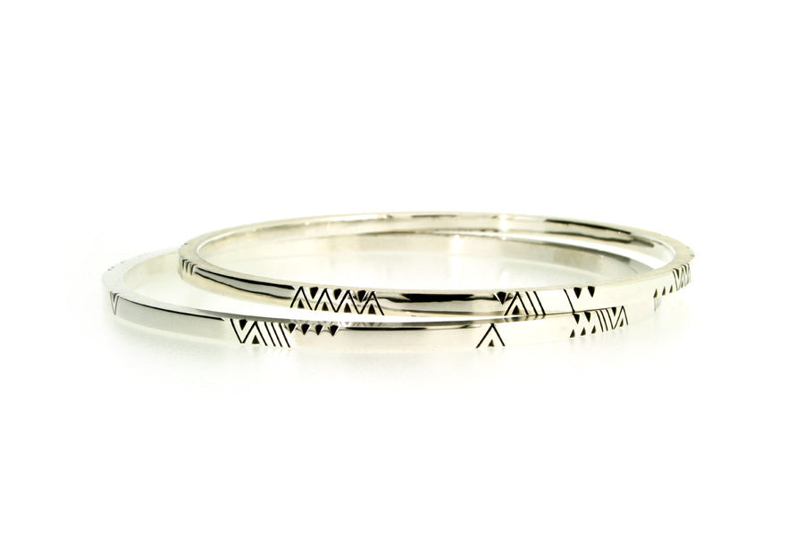 Chevron Pattern Design Silver Bangles