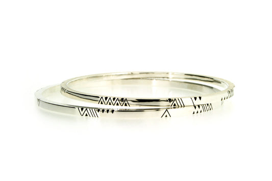 Chevron Pattern Design Silver Bangles