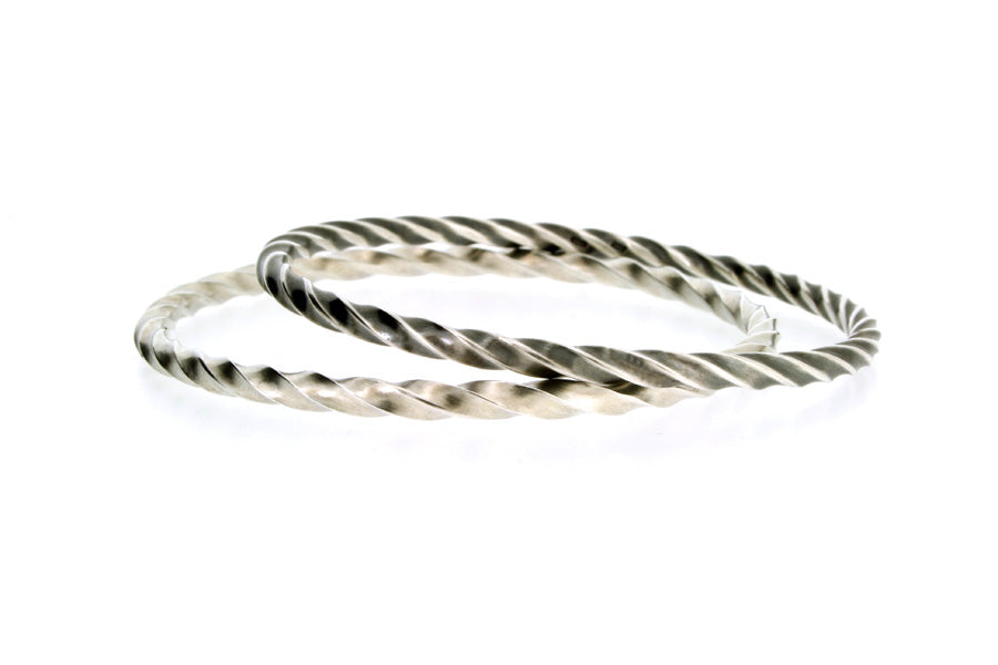 Twisted Design Silver Bangles