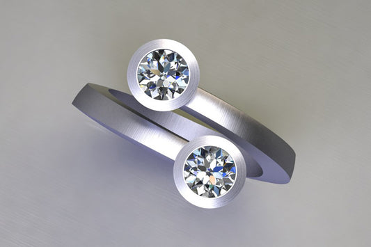 Two Stone Round Brilliant Cut Diamond Platinum Ring Design